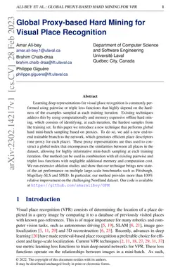 Global Proxy-based Hard Mining for Visual Place Recognition