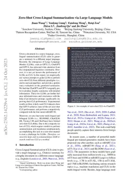 Zero-Shot Cross-Lingual Summarization via Large Language Models