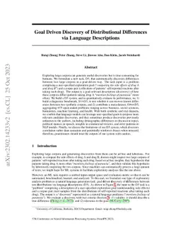Goal Driven Discovery of Distributional Differences via Language
  Descriptions