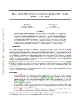 Time-uniform confidence bands for the CDF under nonstationarity