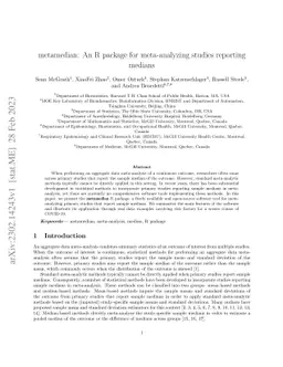 metamedian: An R package for meta-analyzing studies reporting medians