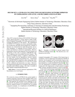 DECOR-NET: A COVID-19 Lung Infection Segmentation Network Improved by
  Emphasizing Low-level Features and Decorrelating Features