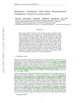 Temporal Coherent Test-Time Optimization for Robust Video Classification