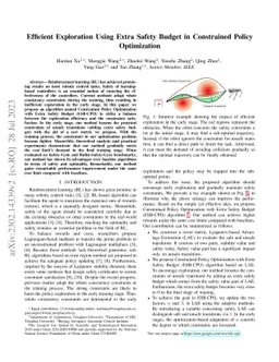 Efficient Exploration Using Extra Safety Budget in Constrained Policy
  Optimization