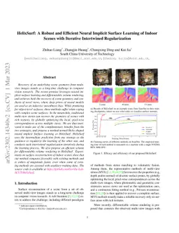 HelixSurf: A Robust and Efficient Neural Implicit Surface Learning of
  Indoor Scenes with Iterative Intertwined Regularization