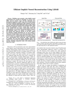Efficient Implicit Neural Reconstruction Using LiDAR
