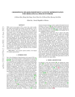 CrossSpeech: Speaker-independent Acoustic Representation for
  Cross-lingual Speech Synthesis