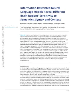 Information-Restricted Neural Language Models Reveal Different Brain
  Regions' Sensitivity to Semantics, Syntax and Context