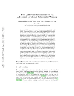 Item Cold Start Recommendation via Adversarial Variational Auto-encoder
  Warm-up