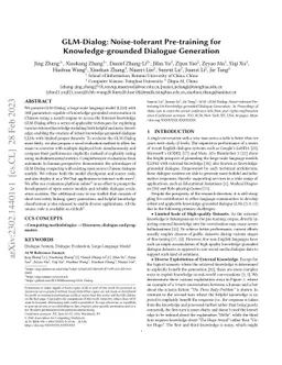 GLM-Dialog: Noise-tolerant Pre-training for Knowledge-grounded Dialogue
  Generation