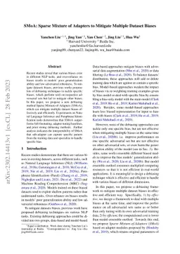 SMoA: Sparse Mixture of Adapters to Mitigate Multiple Dataset Biases