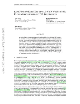 Learning to Estimate Single-View Volumetric Flow Motions without 3D
  Supervision