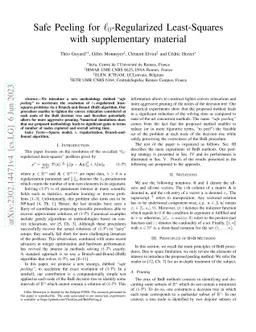 Safe Peeling for L0-Regularized Least-Squares with supplementary
  material