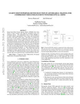 Learnt Deep Hyperparameter selection in Adversarial Training for
  compressed video enhancement with perceptual critic
