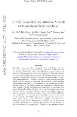 GRAN: Ghost Residual Attention Network for Single Image Super Resolution