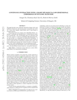 Continuous interaction with a smart speaker via low-dimensional
  embeddings of dynamic hand pose
