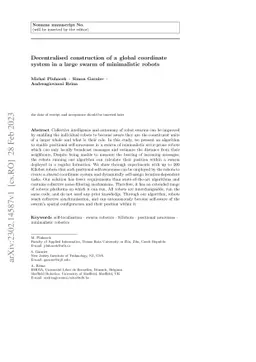 Decentralised construction of a global coordinate system in a large
  swarm of minimalistic robots