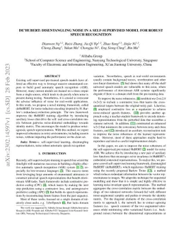 deHuBERT: Disentangling Noise in a Self-supervised Model for Robust
  Speech Recognition