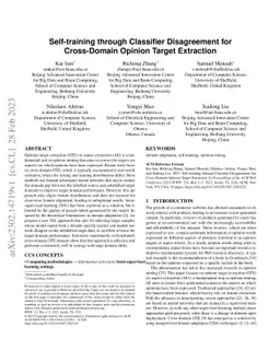 Self-training through Classifier Disagreement for Cross-Domain Opinion
  Target Extraction