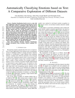 Automatically Classifying Emotions based on Text: A Comparative
  Exploration of Different Datasets