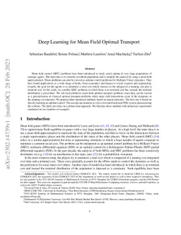 Deep Learning for Mean Field Optimal Transport