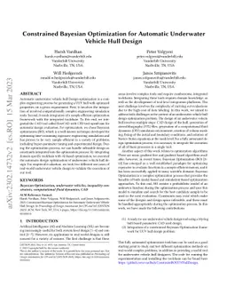 Constrained Bayesian Optimization for Automatic Underwater Vehicle Hull
  Design