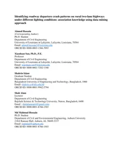 Identifying roadway departure crash patterns on rural two-lane highways
  under different lighting conditions: association knowledge using data mining
  approach