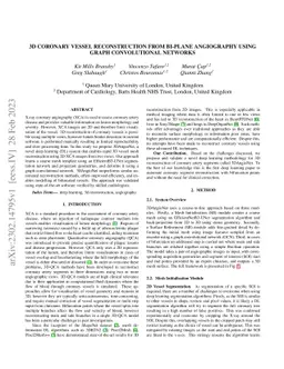 3D Coronary Vessel Reconstruction from Bi-Plane Angiography using Graph
  Convolutional Networks