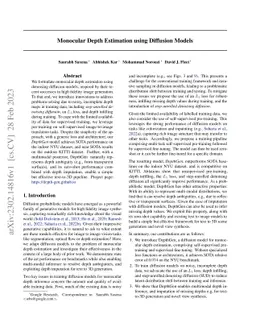 Monocular Depth Estimation using Diffusion Models