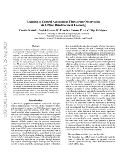 Learning to Control Autonomous Fleets from Observation via Offline
  Reinforcement Learning