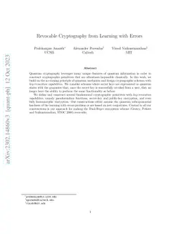 Revocable Cryptography from Learning with Errors