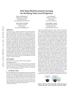 Safe Deep Reinforcement Learning by Verifying Task-Level Properties