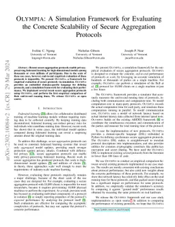 OLYMPIA: A Simulation Framework for Evaluating the Concrete Scalability
  of Secure Aggregation Protocols