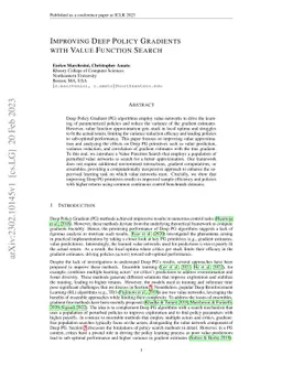 Improving Deep Policy Gradients with Value Function Search