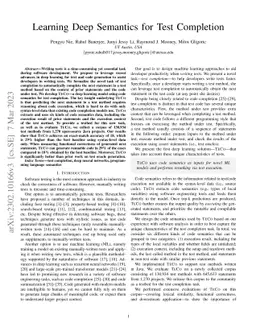 Learning Deep Semantics for Test Completion