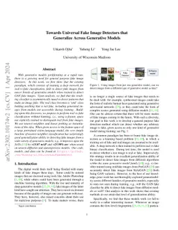 Towards Universal Fake Image Detectors that Generalize Across Generative
  Models