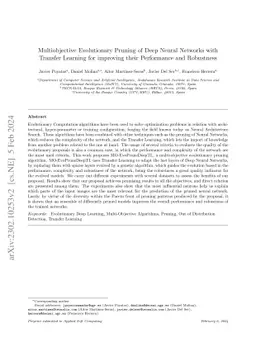 Multiobjective Evolutionary Pruning of Deep Neural Networks with
  Transfer Learning for improving their Performance and Robustness