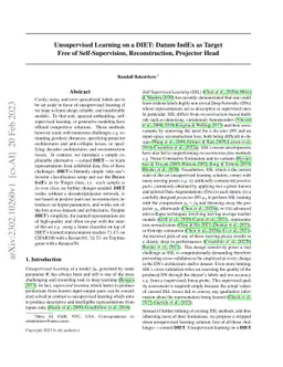 Unsupervised Learning on a DIET: Datum IndEx as Target Free of
  Self-Supervision, Reconstruction, Projector Head