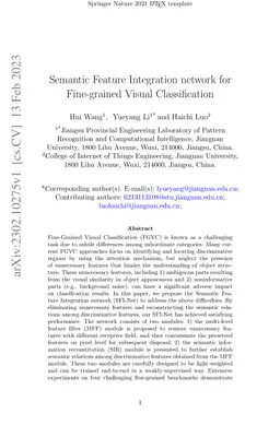 Semantic Feature Integration network for Fine-grained Visual
  Classification