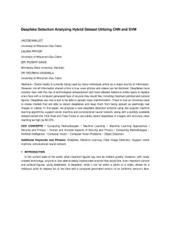 Deepfake Detection Analyzing Hybrid Dataset Utilizing CNN and SVM