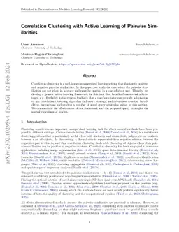 Correlation Clustering with Active Learning of Pairwise Similarities