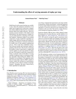 Understanding the effect of varying amounts of replay per step