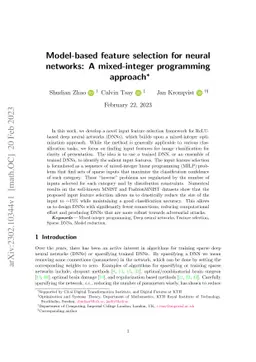 Model-based feature selection for neural networks: A mixed-integer
  programming approach