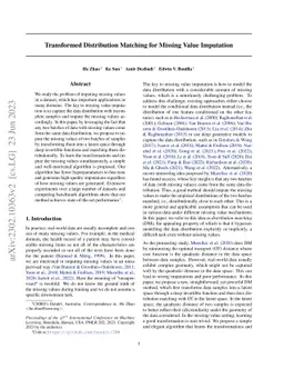 Transformed Distribution Matching for Missing Value Imputation