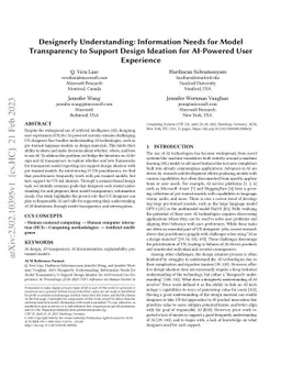 Designerly Understanding: Information Needs for Model Transparency to
  Support Design Ideation for AI-Powered User Experience