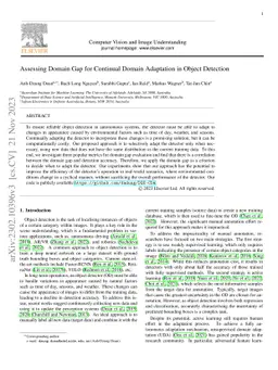 Assessing Domain Gap for Continual Domain Adaptation in Object Detection