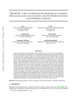 DrasCLR: A Self-supervised Framework of Learning Disease-related and
  Anatomy-specific Representation for 3D Medical Images