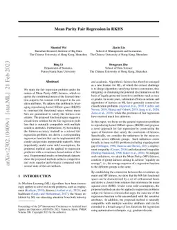 Mean Parity Fair Regression in RKHS