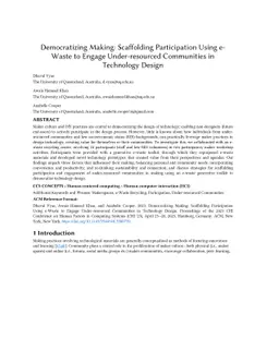 Democratizing Making: Scaffolding Participation Using e-Waste to Engage
  Under-resourced Communities in Technology Design
