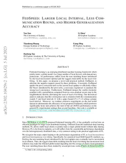 FedSpeed: Larger Local Interval, Less Communication Round, and Higher
  Generalization Accuracy